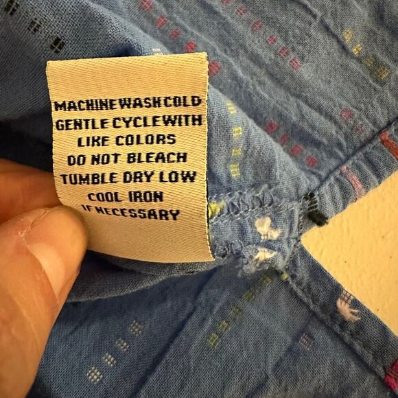 Habitat Blue, Multicolored Stitched, Long Sleeve, Pocketed, Light Weight Top- M - Picture 7 of 10